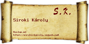 Siroki Károly névjegykártya
