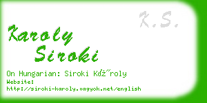 karoly siroki business card